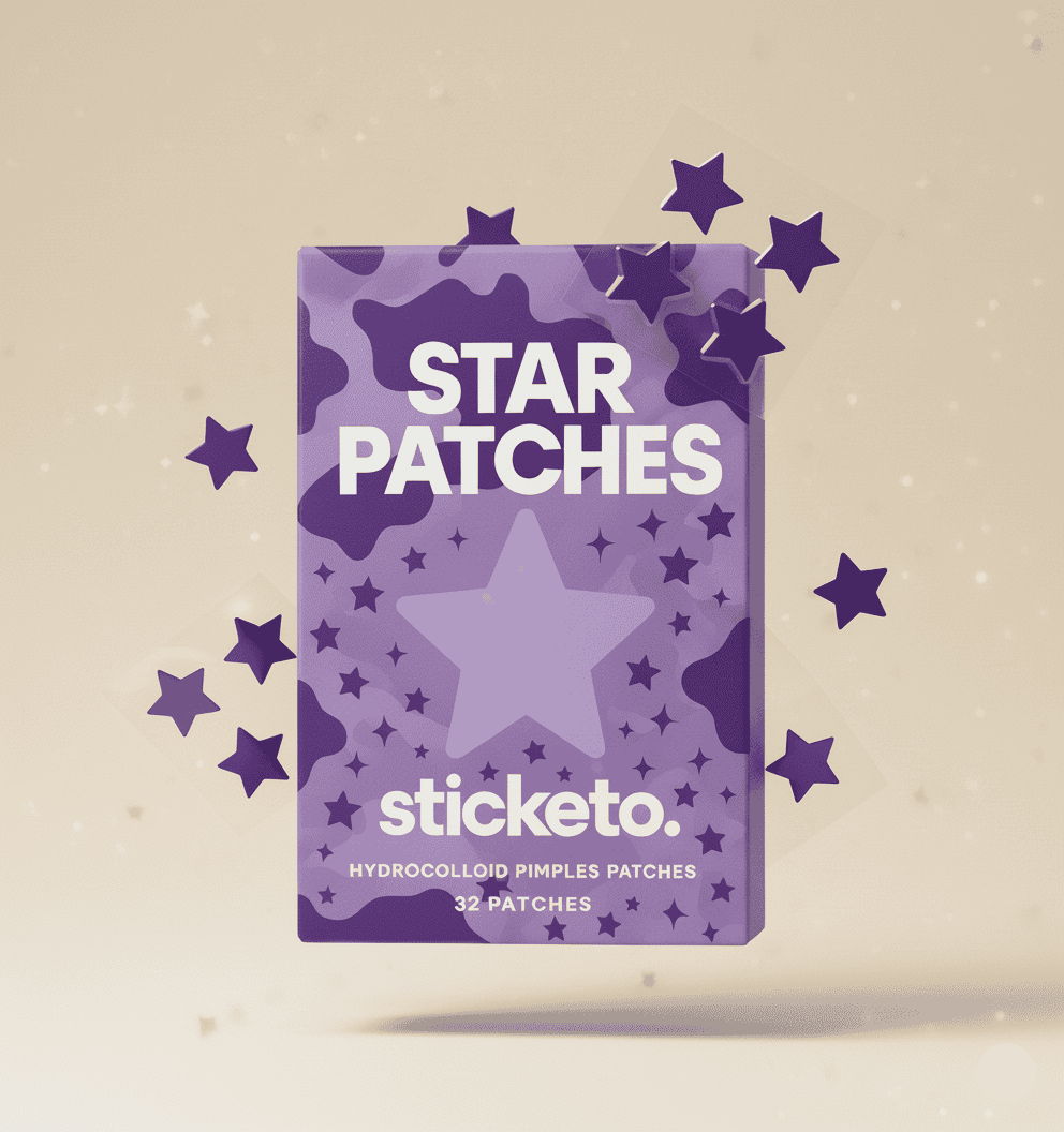 Parches hidrocoloides Sticketo en forma de estrellas lilas (32 unidades)