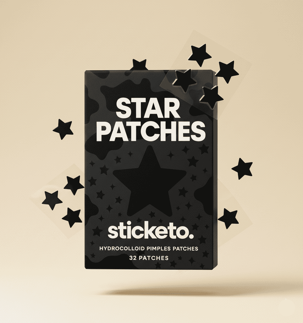 Parches hidrocoloides Sticketo en forma de estrellas negras (32 unidades)